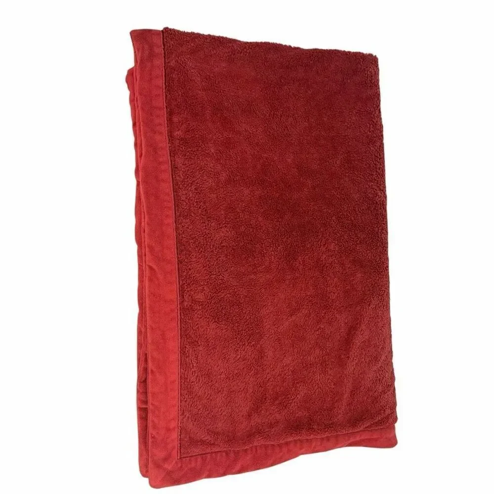Restoration Hardware Velvet Sherpa Deep Red Plush Throw Blanket